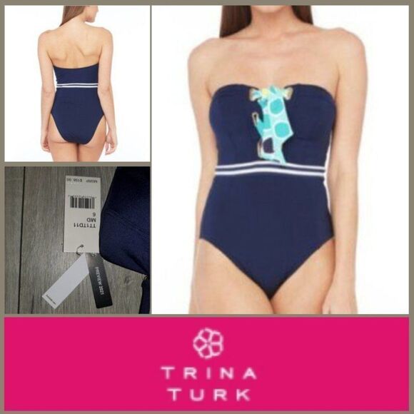 🆕️Trina Turk MADE IN THE SHADE BANDEAU ONE PIECE SWIMSUIT Sz 6 - Picture 7 of 16